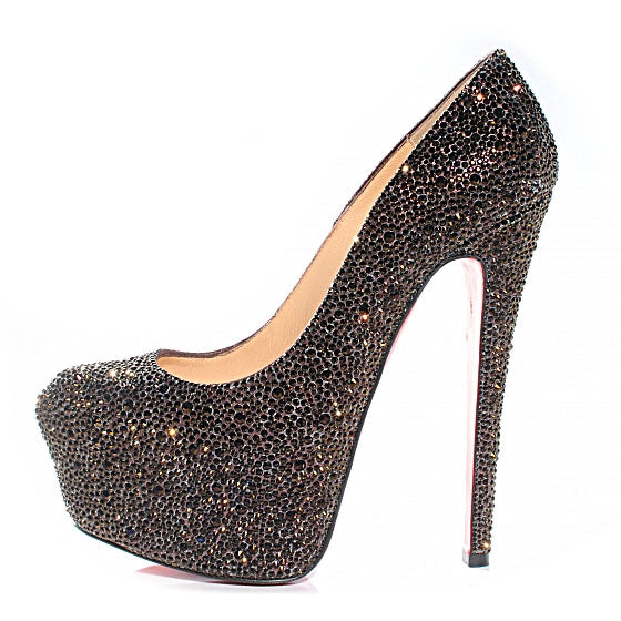Christian Louboutin Crystal Suede Burma Daffodile Strass 160 Pumps 37.5 Plum 1 of 6