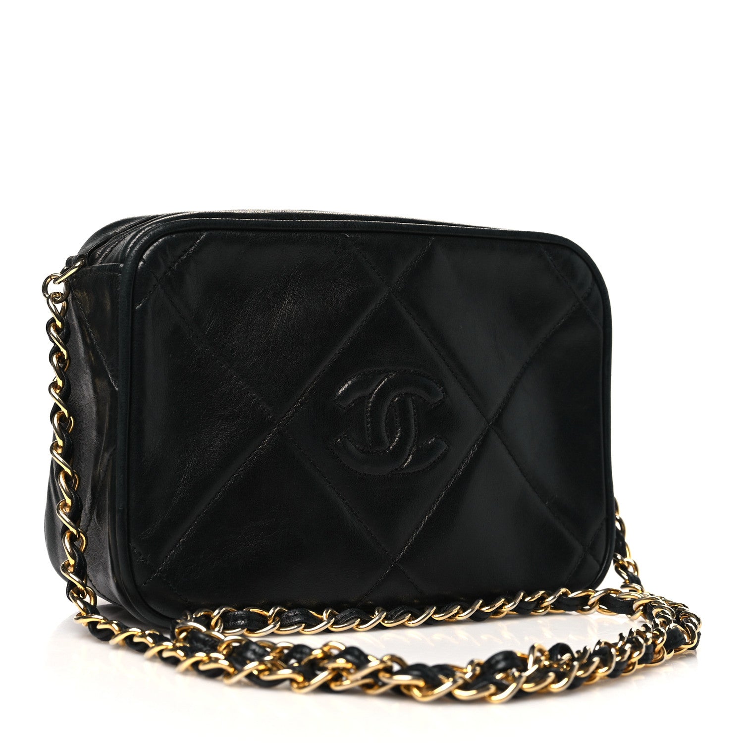 Chanel Lambskin Quilted CC Tassel Camera Case Black 3 of 11