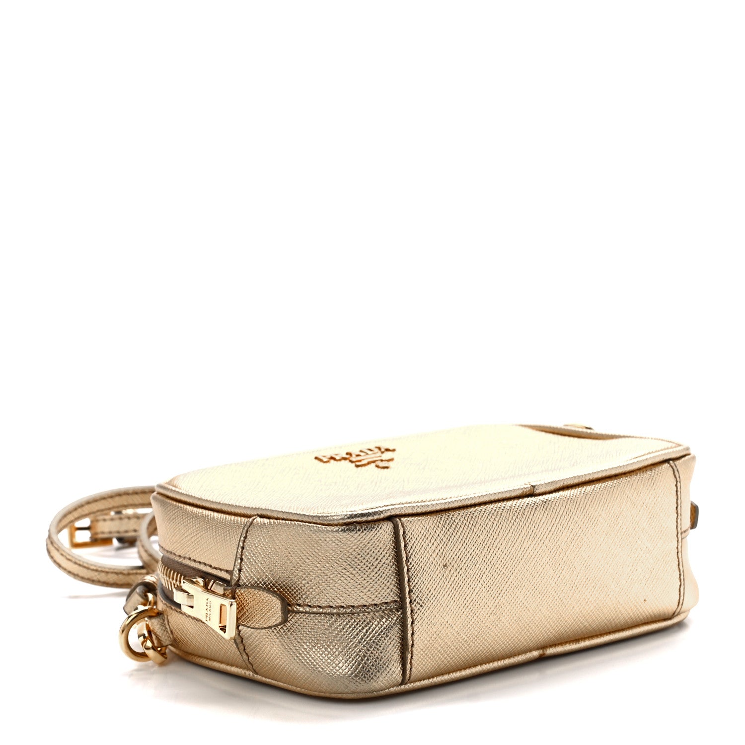 Prada Metallic Saffiano Mini Camera Crossbody Platino 4 of 11