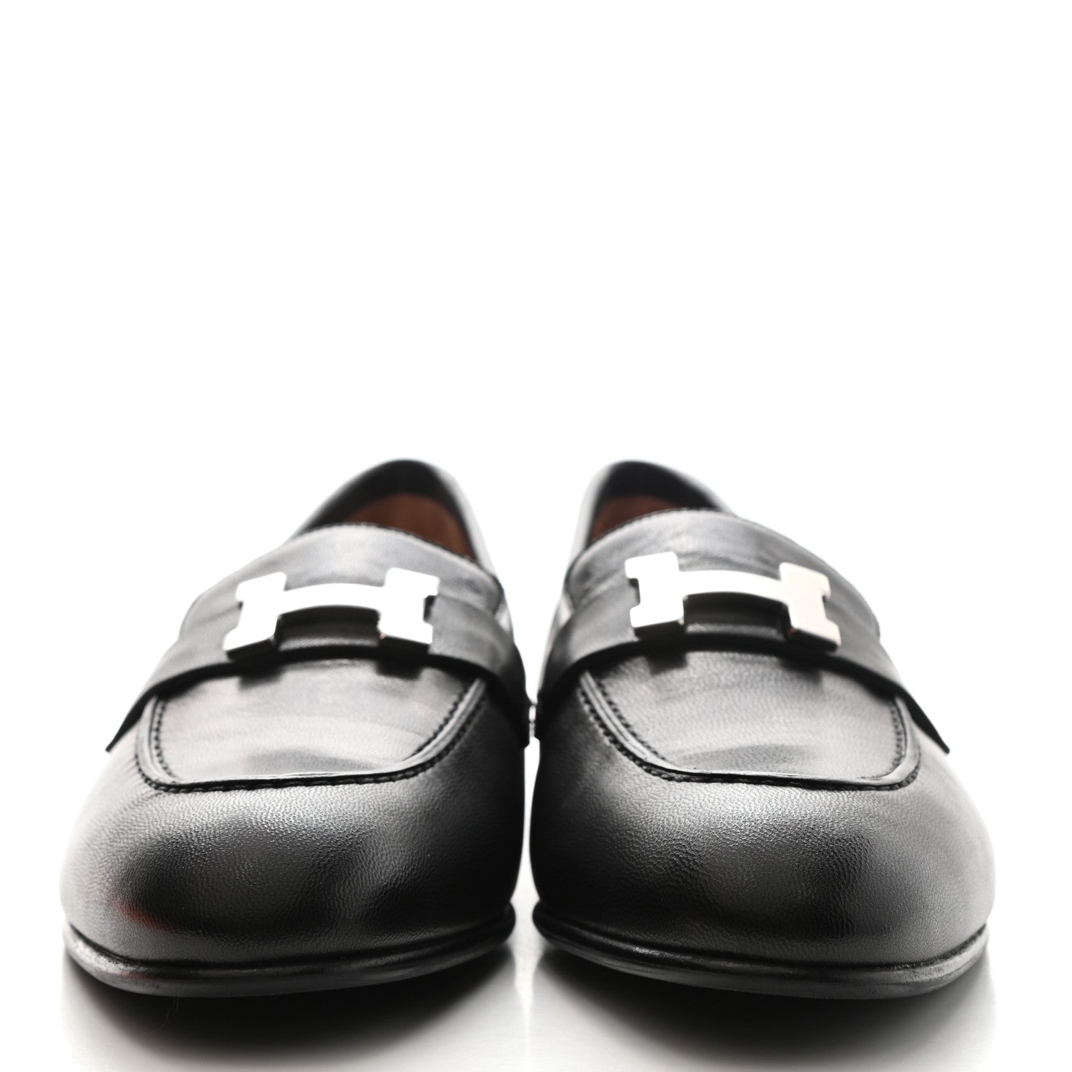 Hermes Goatskin Womens Paris Loafers 38.5 Black 2 of 9
