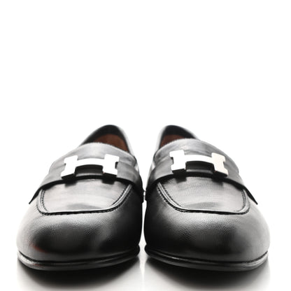 Hermes Goatskin Womens Paris Loafers 38.5 Black 2 of 9