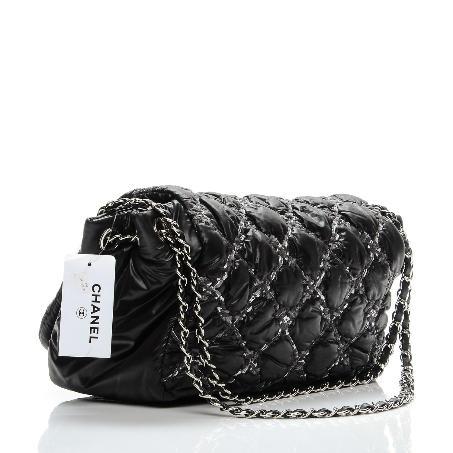 Chanel Nylon Quilted Tweed Stitch Bubble Flap Black 3 of 7