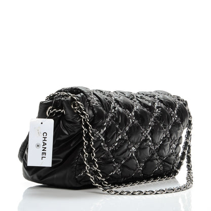 Chanel Nylon Quilted Tweed Stitch Bubble Flap Black 3 of 7