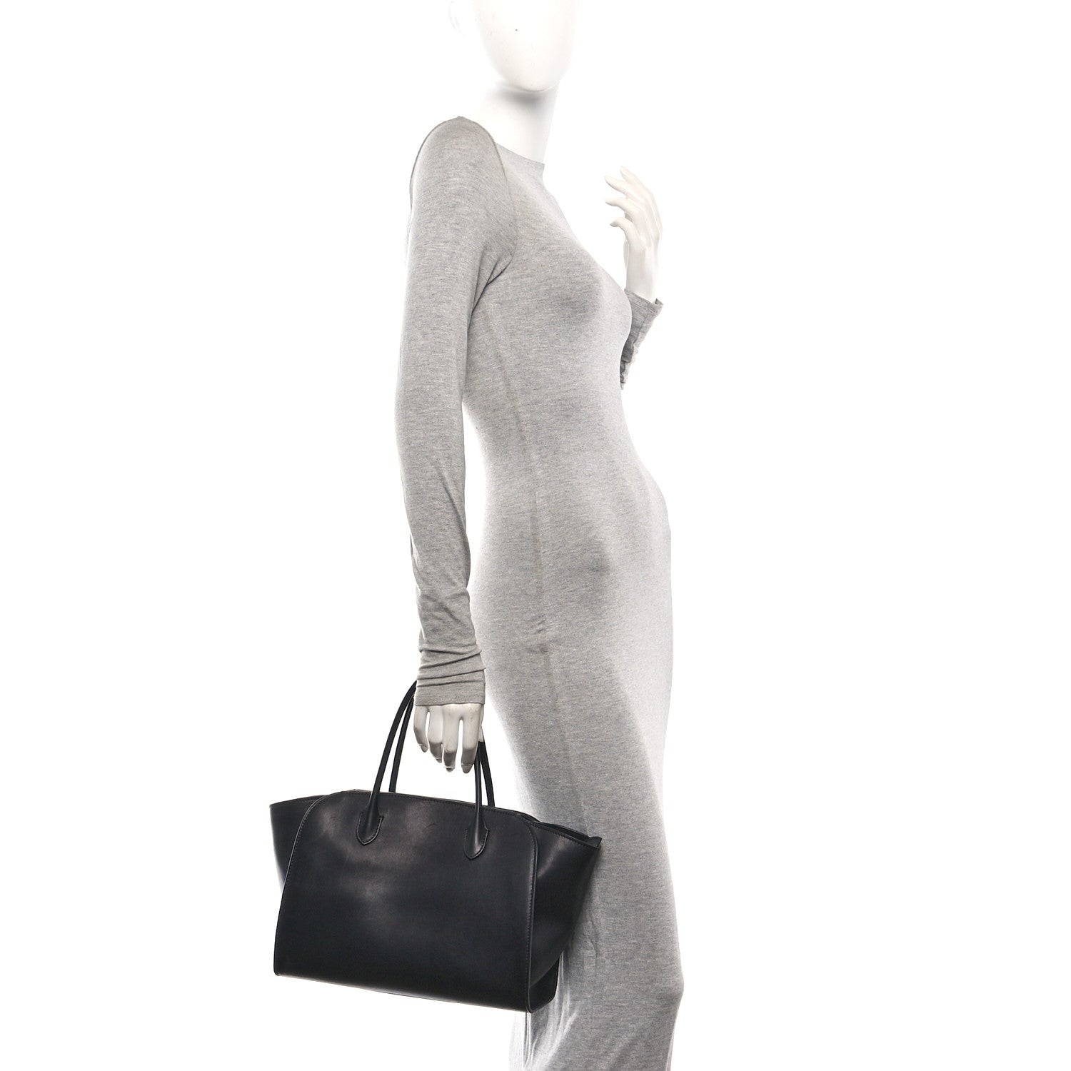 The Row Polished Saddle Calfskin Marlo 12 Tote Bag Black 2 of 9