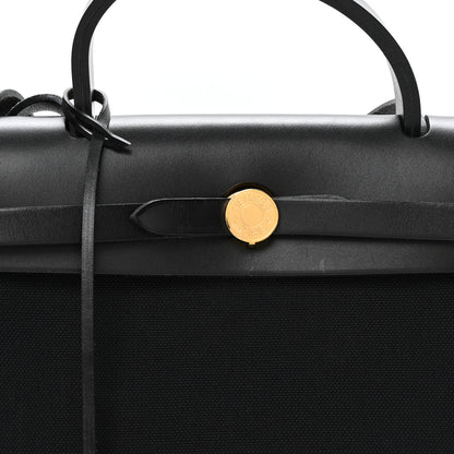Hermes Military Toile Vache Hunter Herbag Zip Retourne 31 PM Black 9 of 12