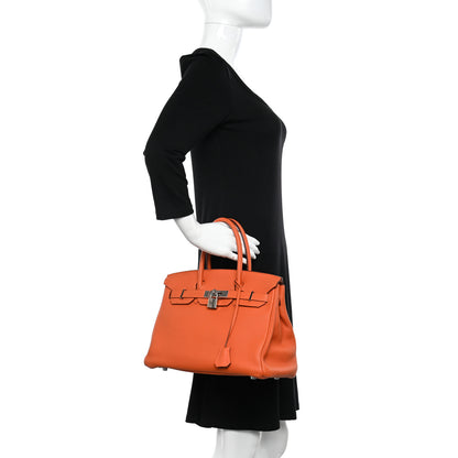 Hermes Taurillon Clemence Birkin 30 Orange 2 of 22