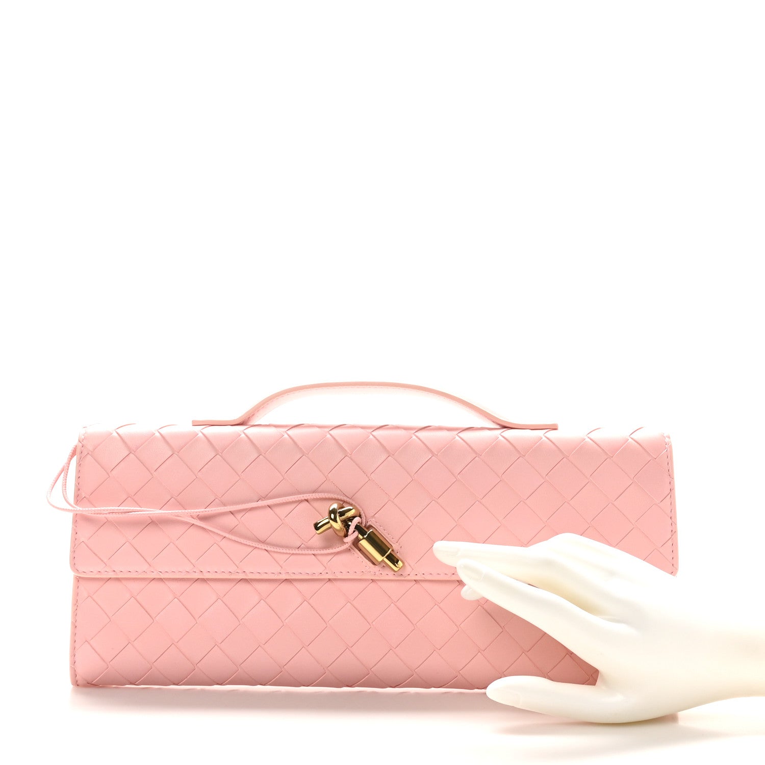 Bottega Veneta Nappa Intrecciato Long Andiamo Top Handle Clutch Rose 2 of 7