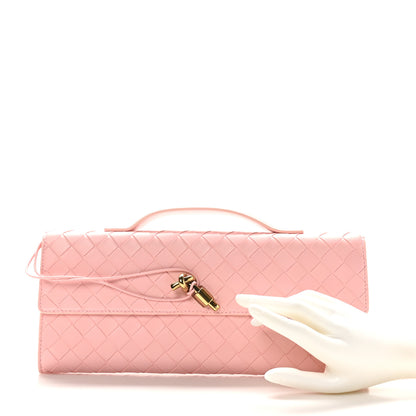 Bottega Veneta Nappa Intrecciato Long Andiamo Top Handle Clutch Rose 2 of 7
