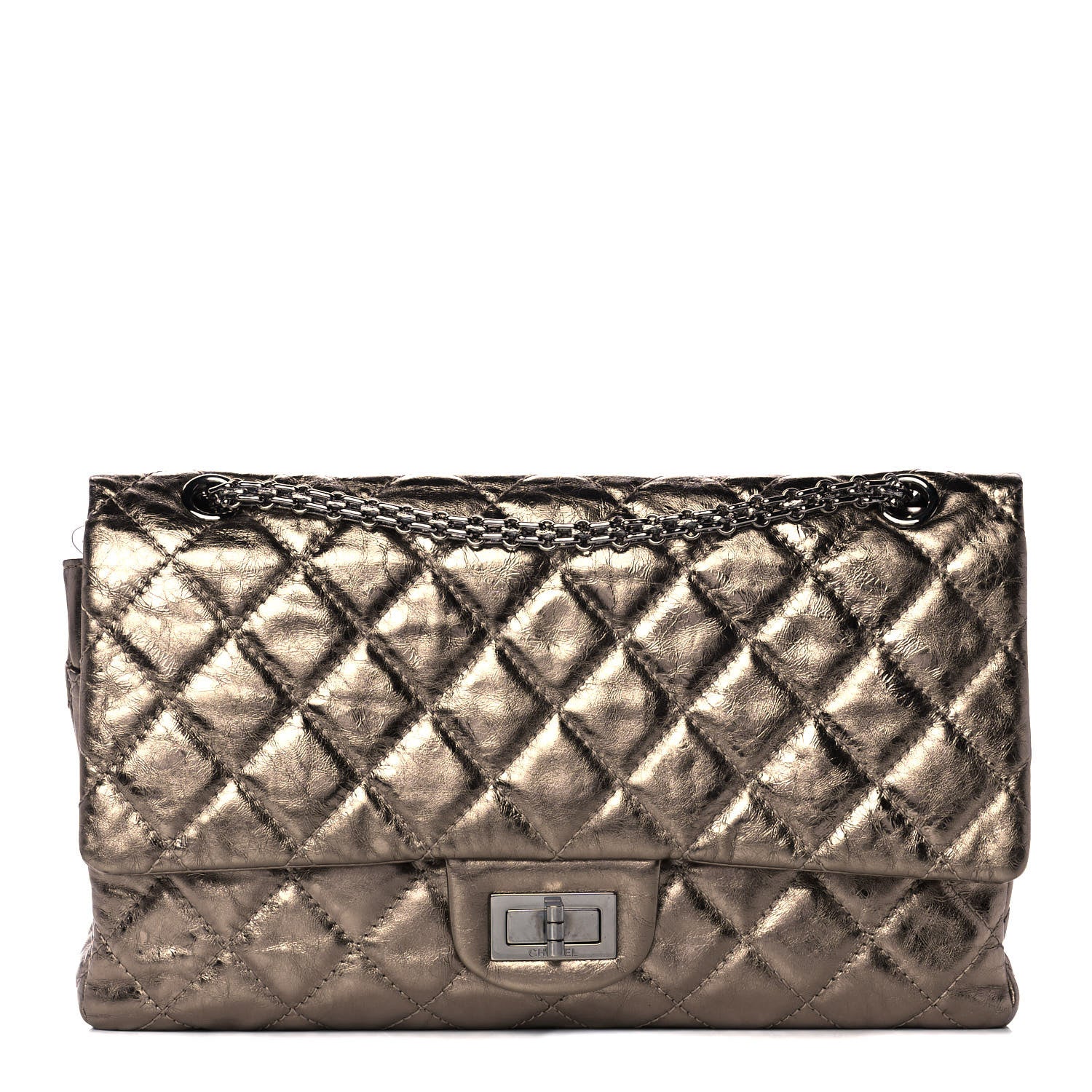 Chanel Metallic Aged Calfskin Quilted 50th Anniversary 2.55 Reissue 227 Flap Bronze 1 of 15