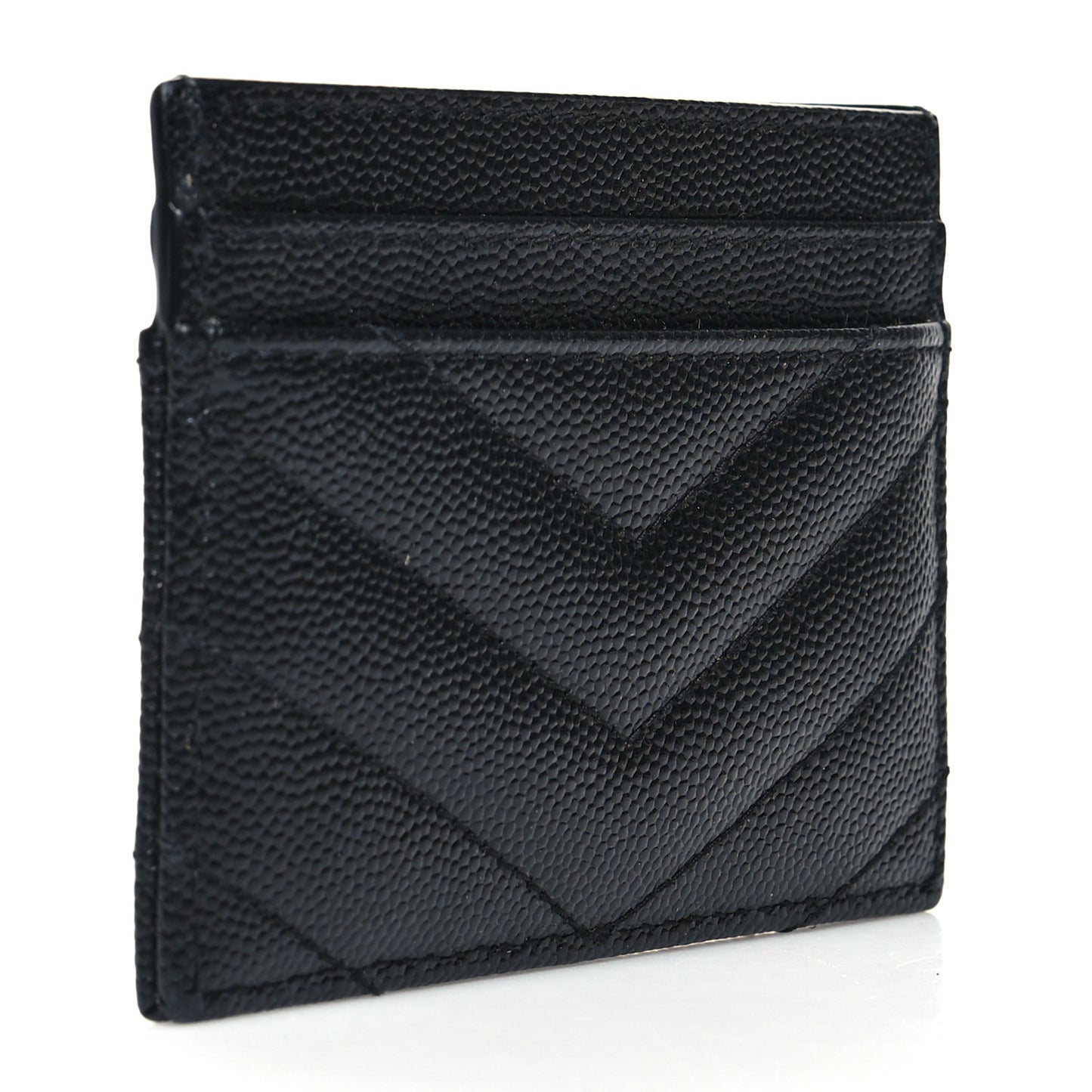 Grain De Poudre Matelasse Chevron Monogram Credit Card Case Black