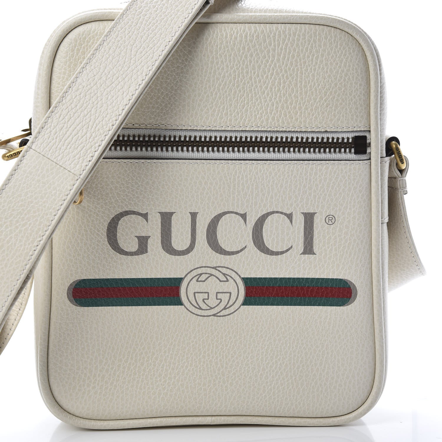 Gucci Grained Calfskin Logo Messenger Bag White 8 of 11