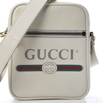Gucci Grained Calfskin Logo Messenger Bag White 8 of 11