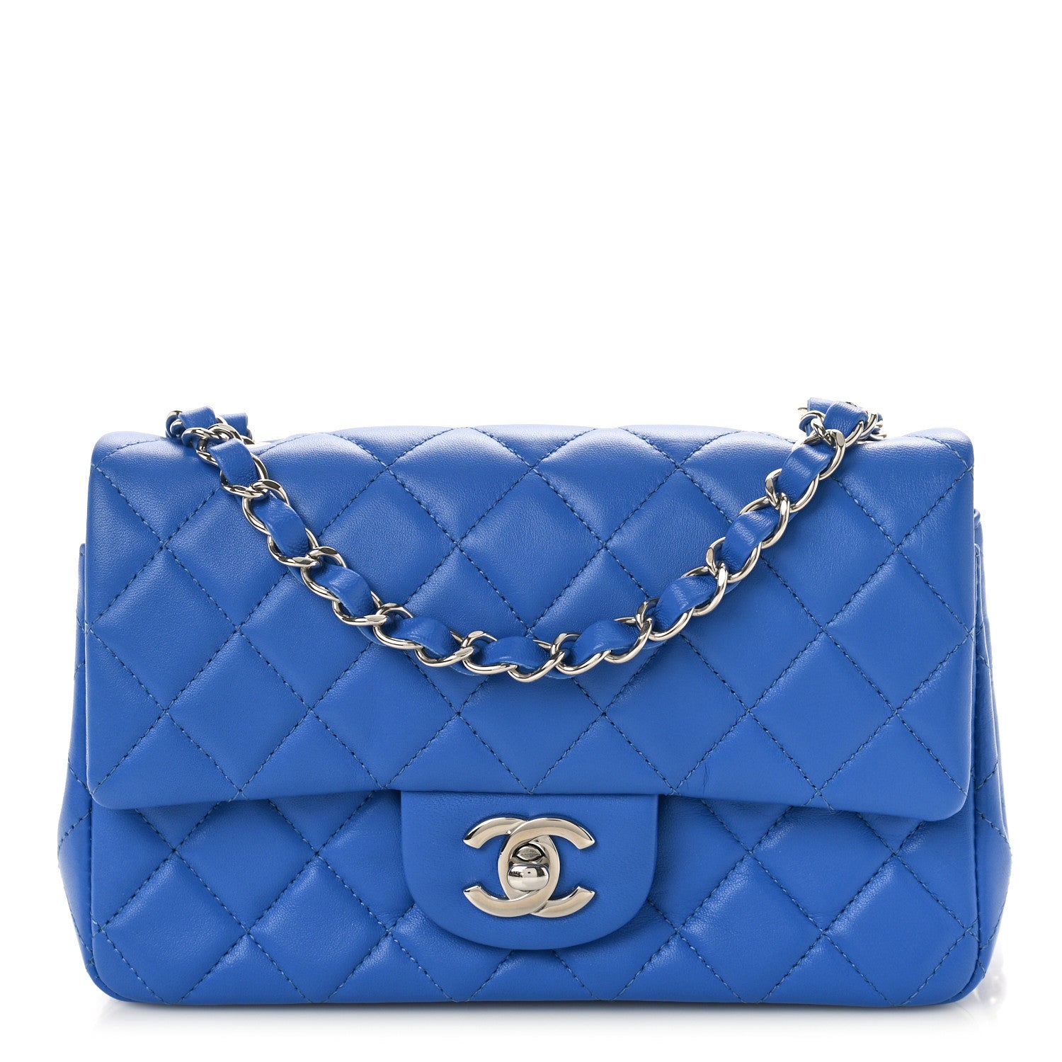 Chanel Lambskin Quilted Mini Rectangular Flap Blue 1 of 11