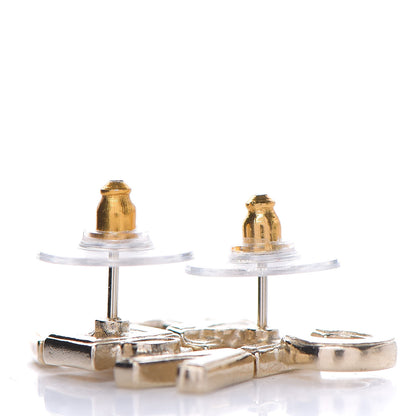 Chanel Crystal Pearl Signature Stud Earrings Gold 3 of 3