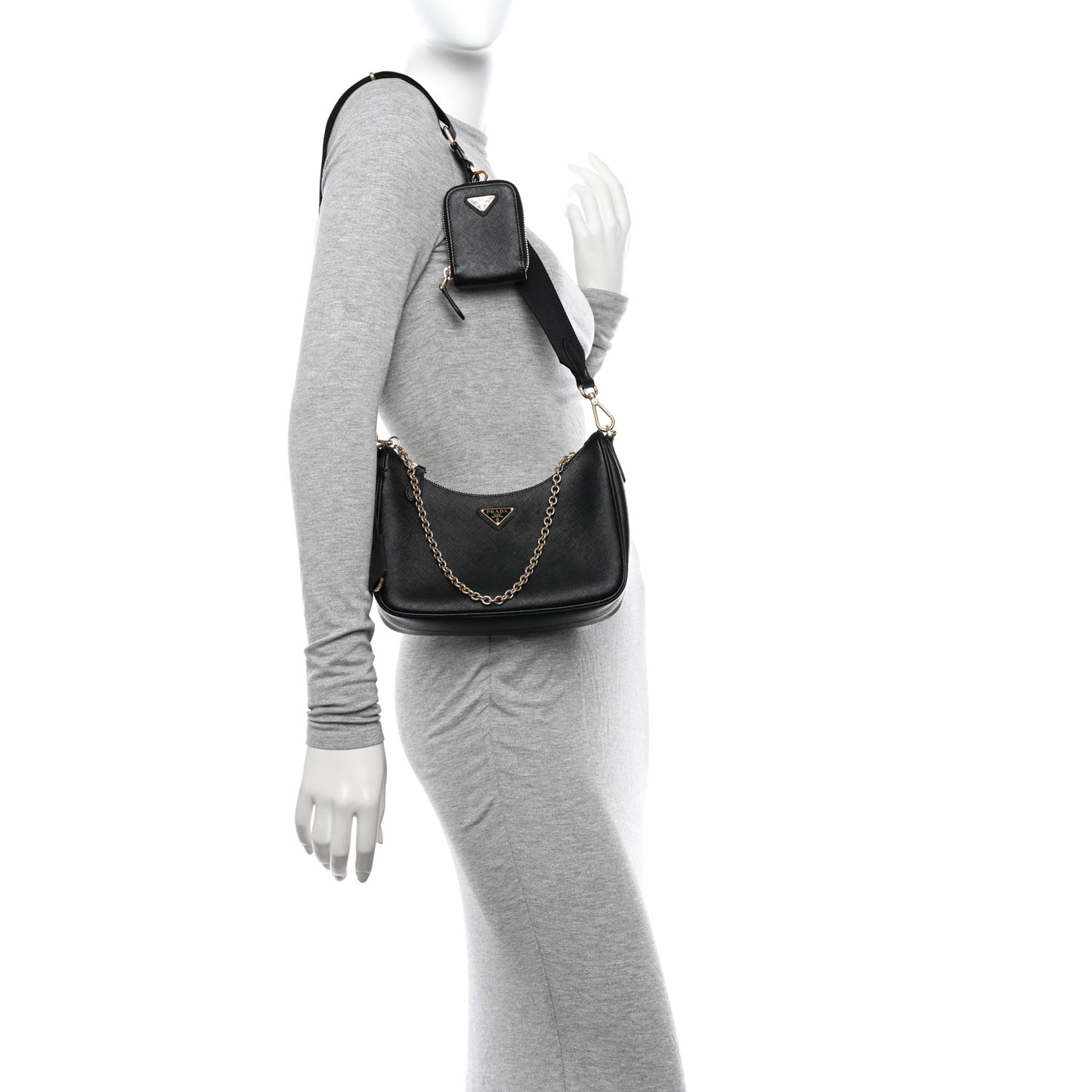 Saffiano Lux Re-Edition 2005 Shoulder Bag Black