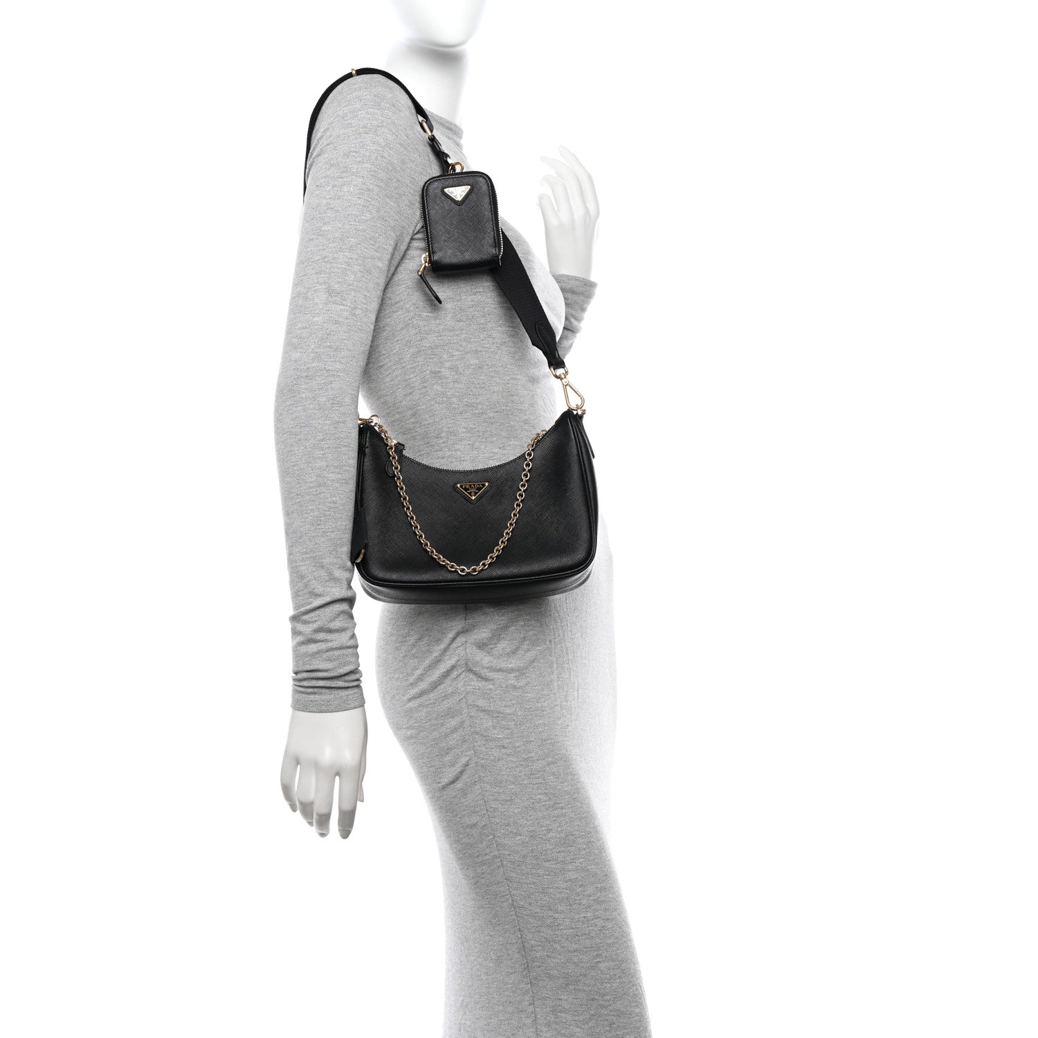 Prada Saffiano Lux Re-Edition 2005 Shoulder Bag Black 2 of 12