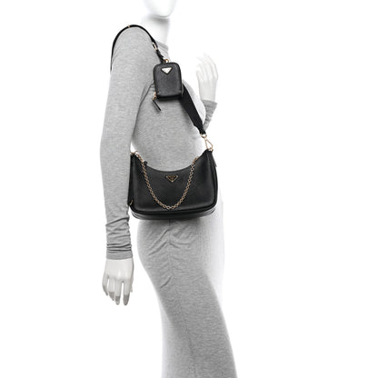 Prada Saffiano Lux Re-Edition 2005 Shoulder Bag Black 2 of 12