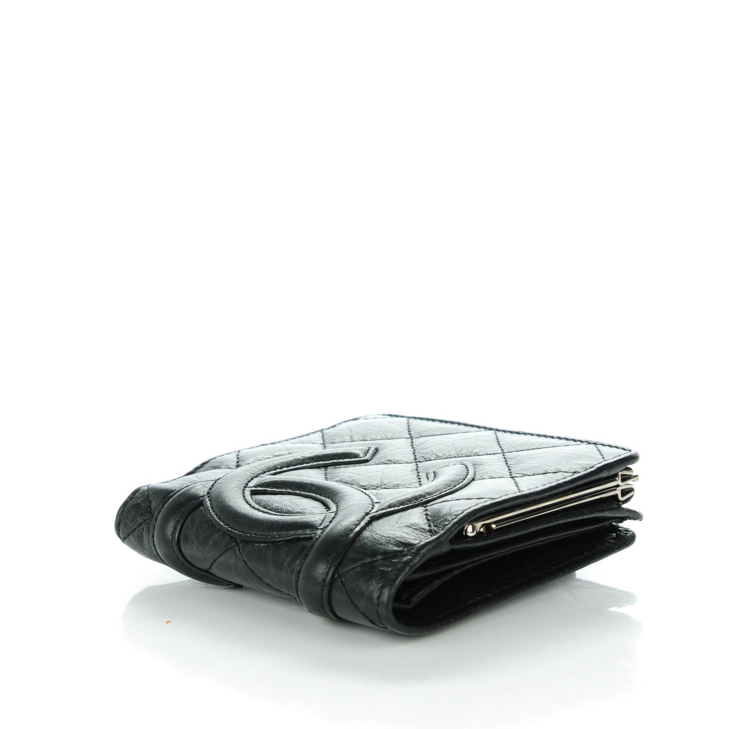 Calfskin Quilted Cambon Bi-Fold Wallet Black