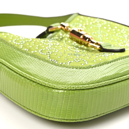Gucci Canvas Lizard Crystal GG Monogram Mini Jackie 1961 Green 9 of 12