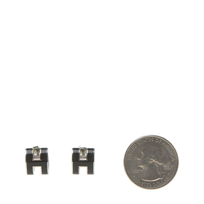 Hermes Palladium Lacquered Pop H Earrings Black 2 of 6