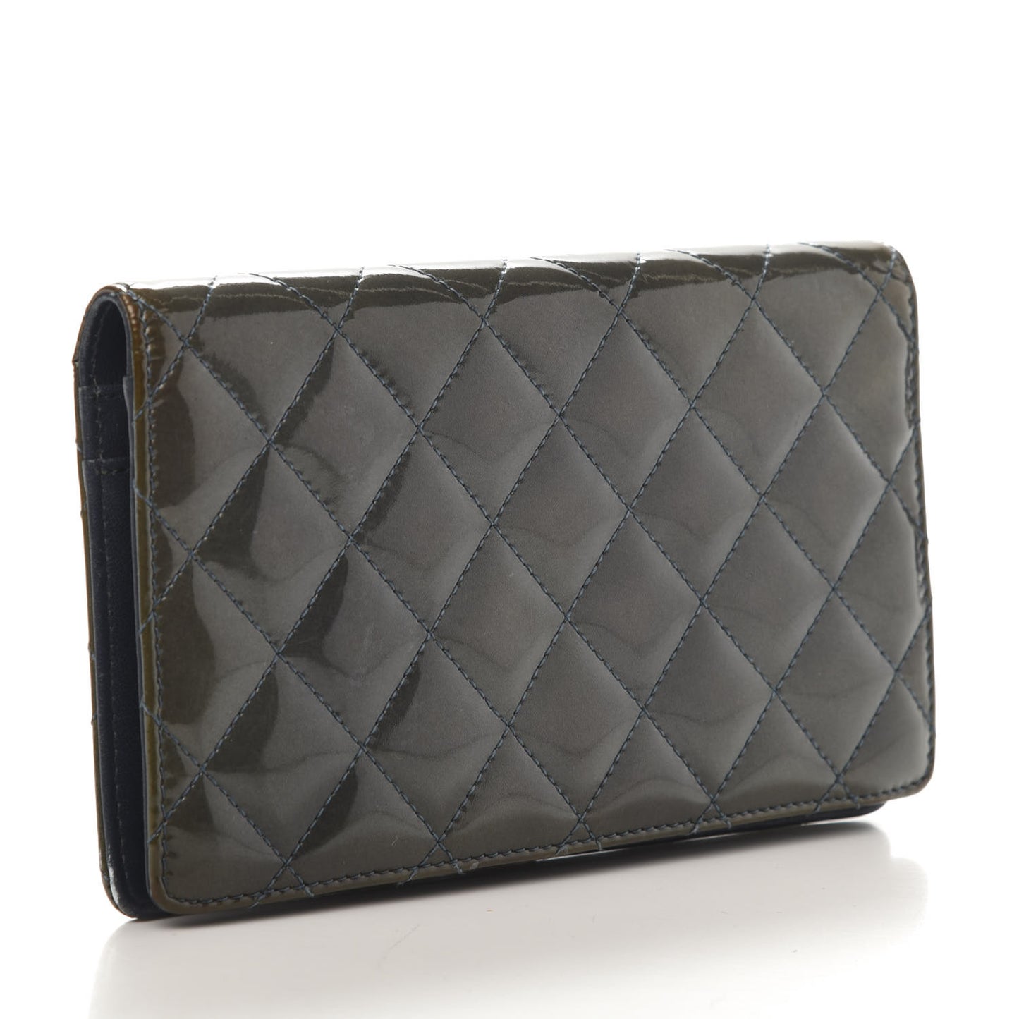 Patent Quilted Brilliant Yen Wallet Blue Fonce