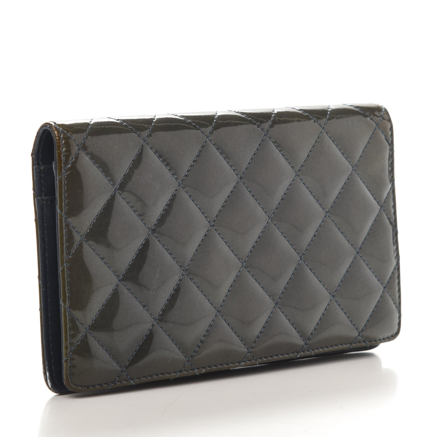 Chanel Patent Quilted Brilliant Yen Wallet Blue Fonce 3 of 12