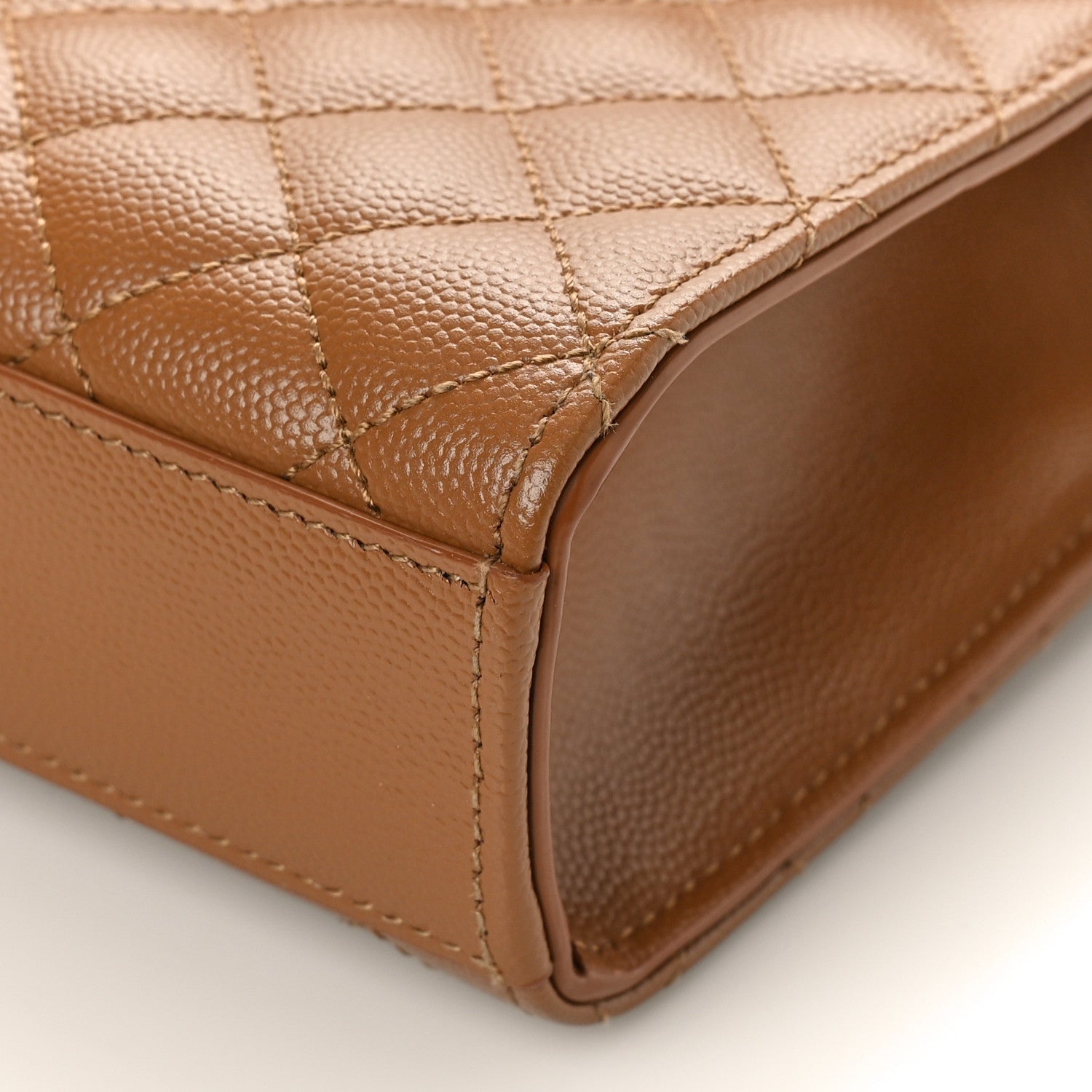 Saint Laurent Grain De Poudre Textured Mixed Matelasse Triquilt Medium Monogram Satchel Tan 8 of 8