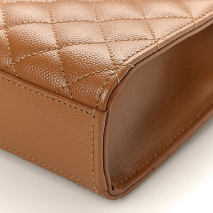 Saint Laurent Grain De Poudre Textured Mixed Matelasse Triquilt Medium Monogram Satchel Tan 8 of 8