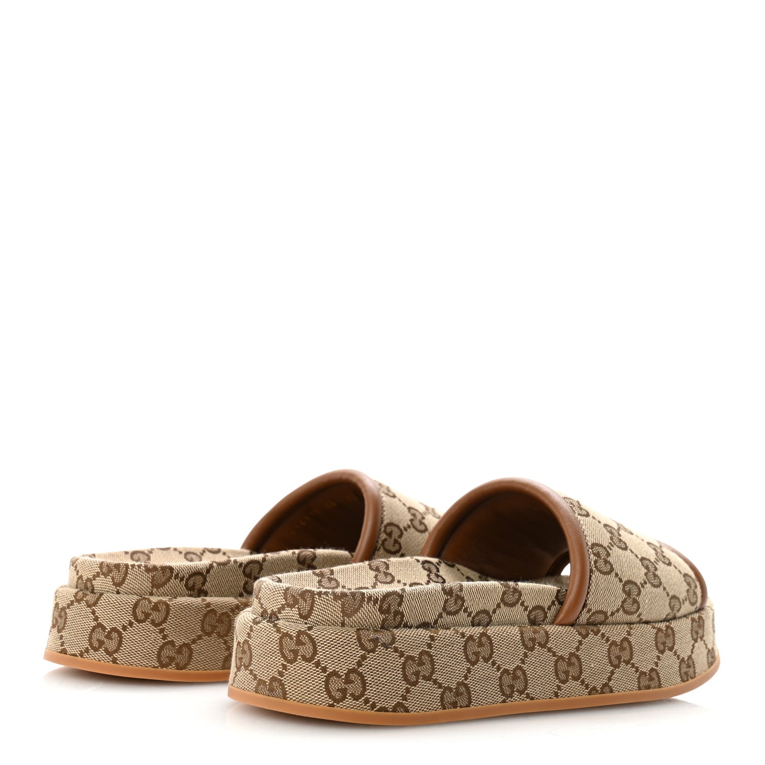 Gucci Original GG Canvas Monogram Womens GG Platform Sandals 38.5 Beige Ebony Sundial 5 of 10