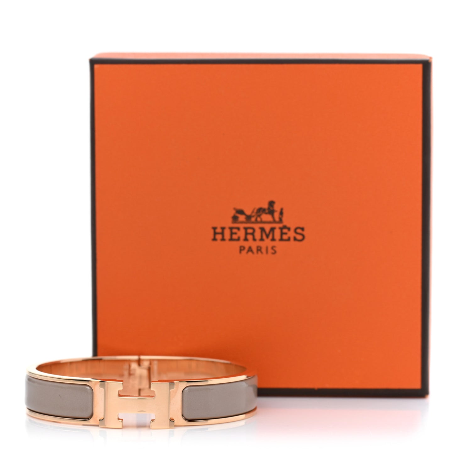 Enamel Clic Clac H Narrow Bracelet PM Marron Glace