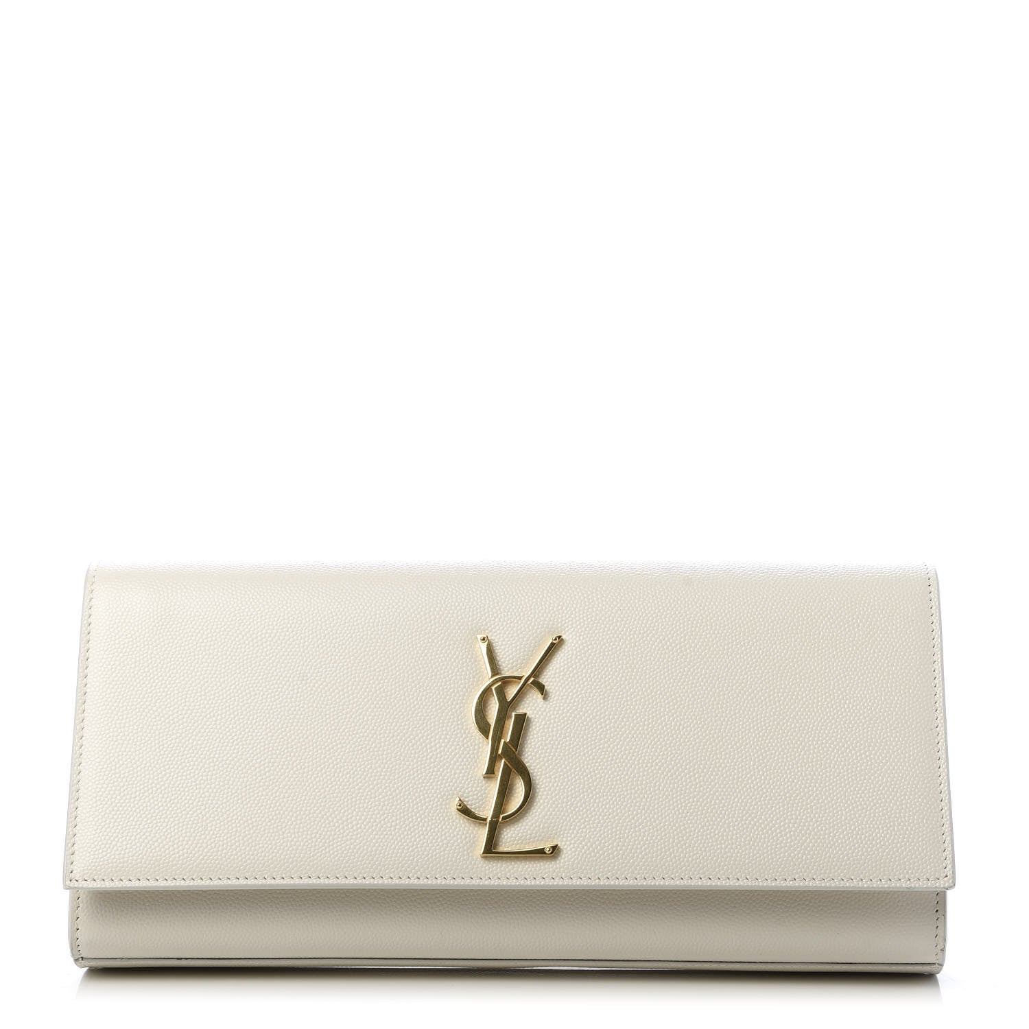 Saint Laurent Grain De Poudre Classic Monogram Cassandre Clutch Dove White 1 of 9