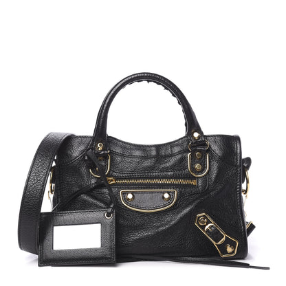 Balenciaga Chevre Gold Metallic Edge Hardware Mini City Black 1 of 12