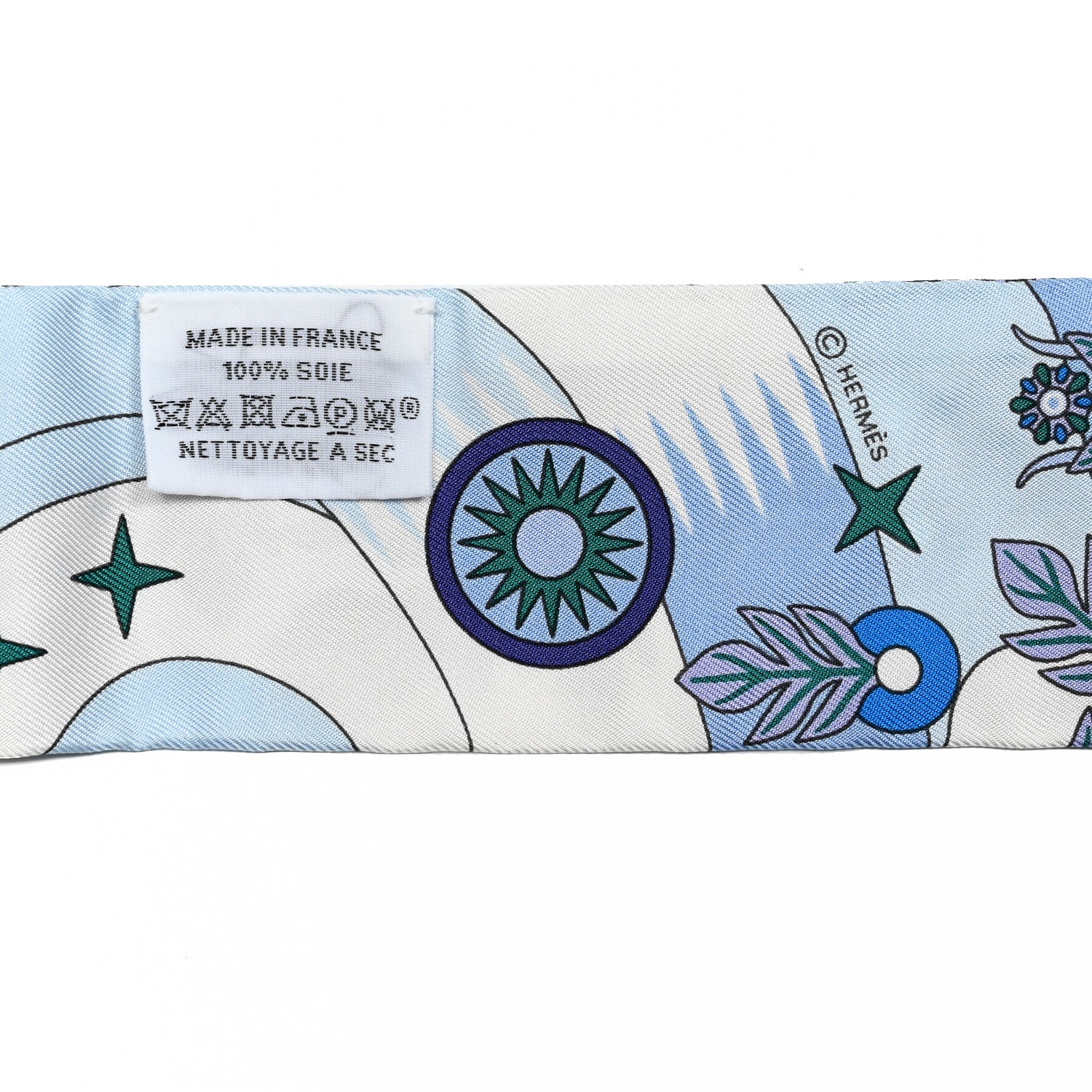 Hermes Silk La Source de Pegase Twilly Ciel Bleu Royal White 3 of 3
