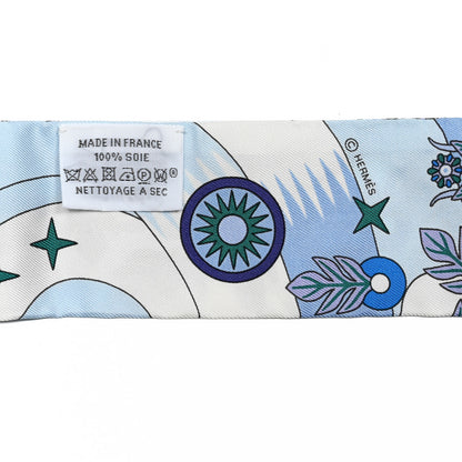 Hermes Silk La Source de Pegase Twilly Ciel Bleu Royal White 3 of 3