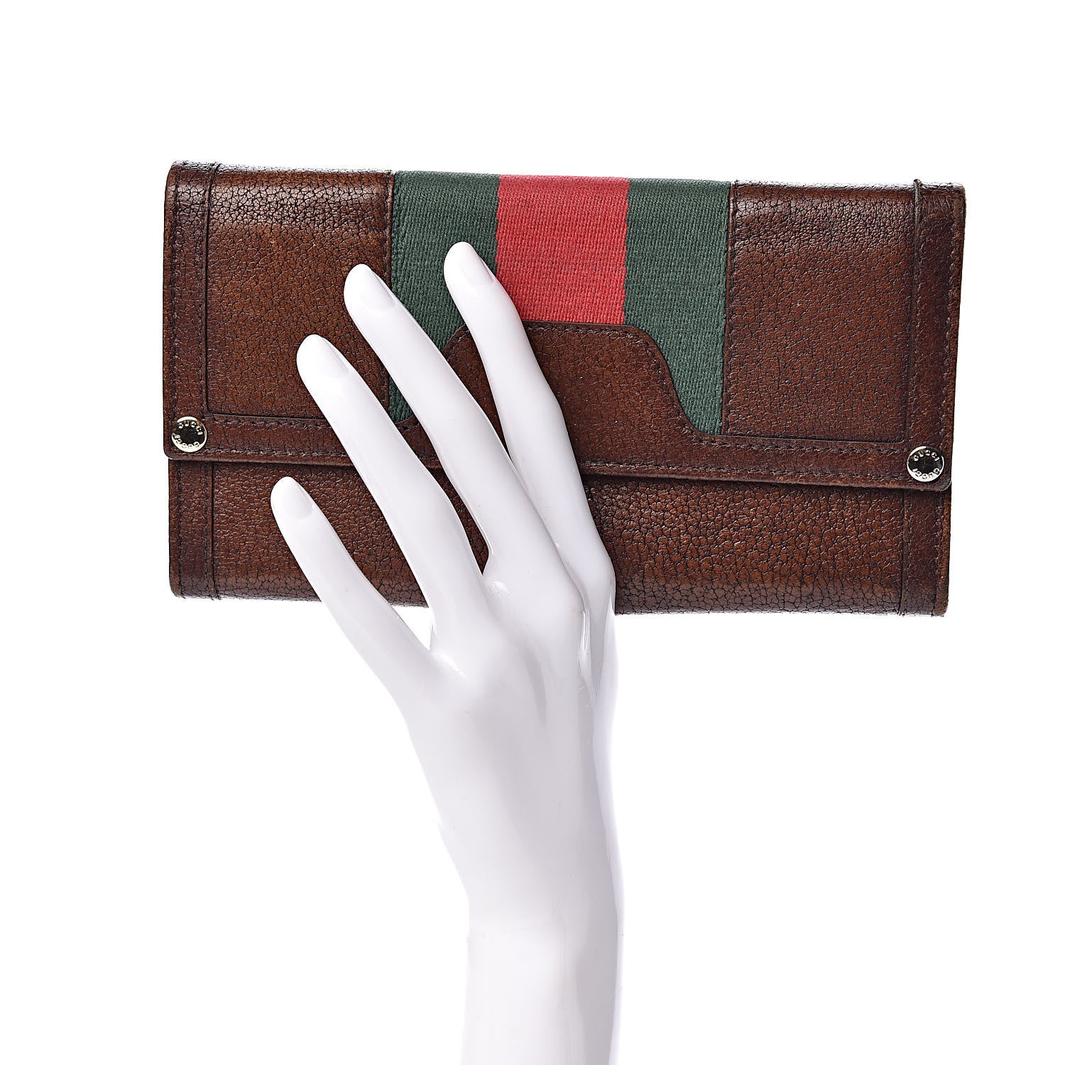 Gucci Calfskin Web Flap Wallet Brown 2 of 8