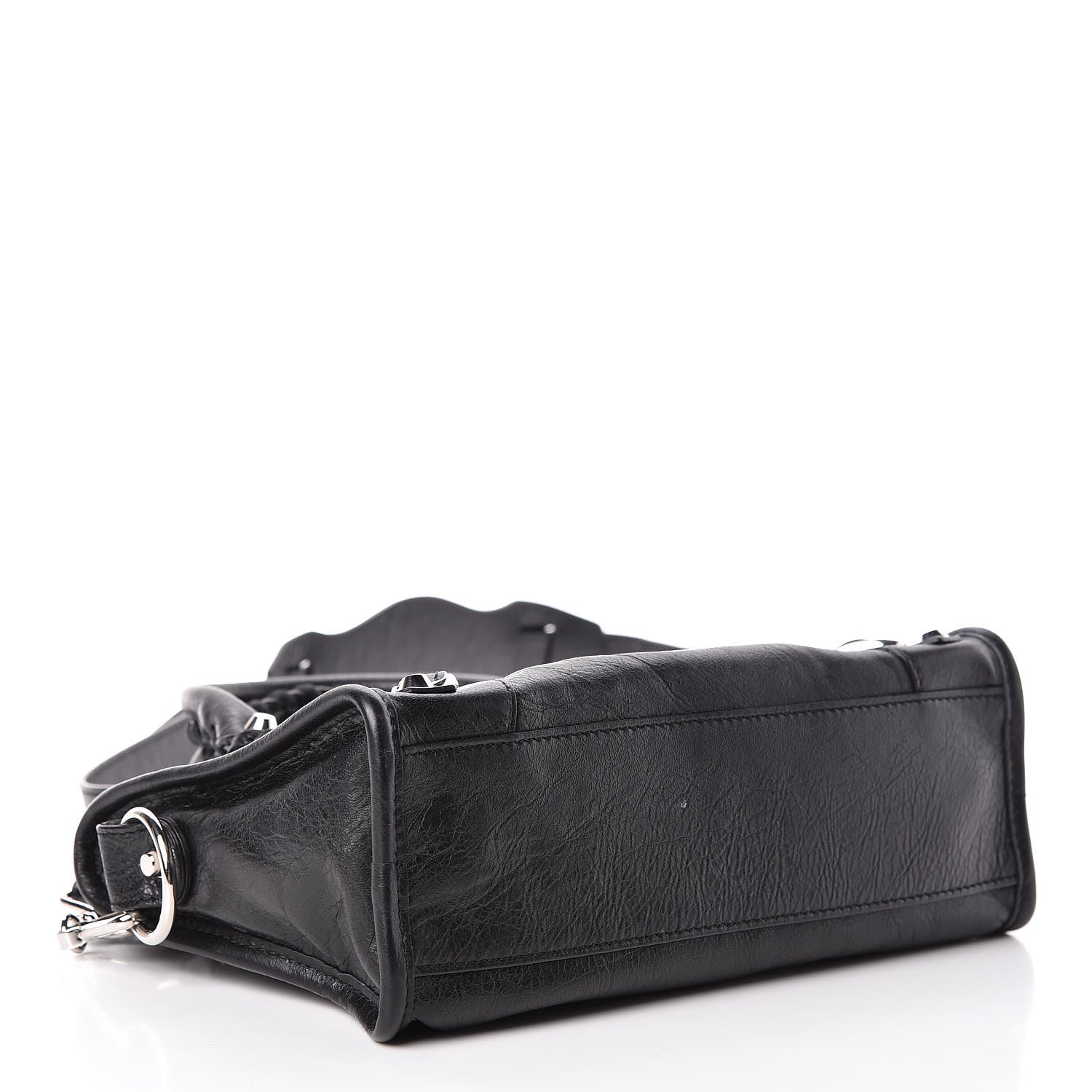 Balenciaga Agneau Classic Silver Hardware Mini City Logo Strap Black White 4 of 11