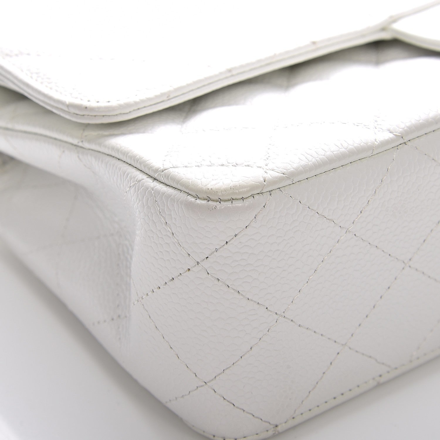 Chanel Caviar Quilted Medium Double Flap White 8 of 12