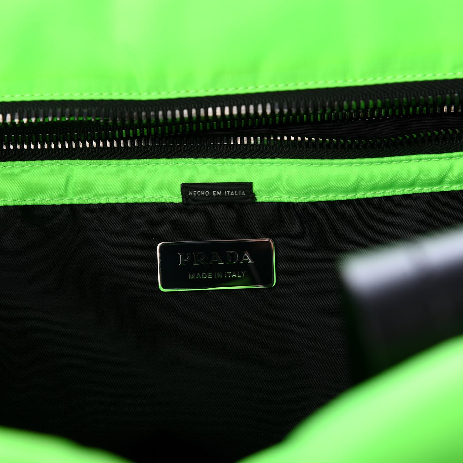 Prada Tessuto Nylon Soft Padded Medium Shopping Tote Verde Fluo 6 of 9