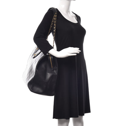 Chanel Calfskin Stitched XL Weekender Black 2 of 14