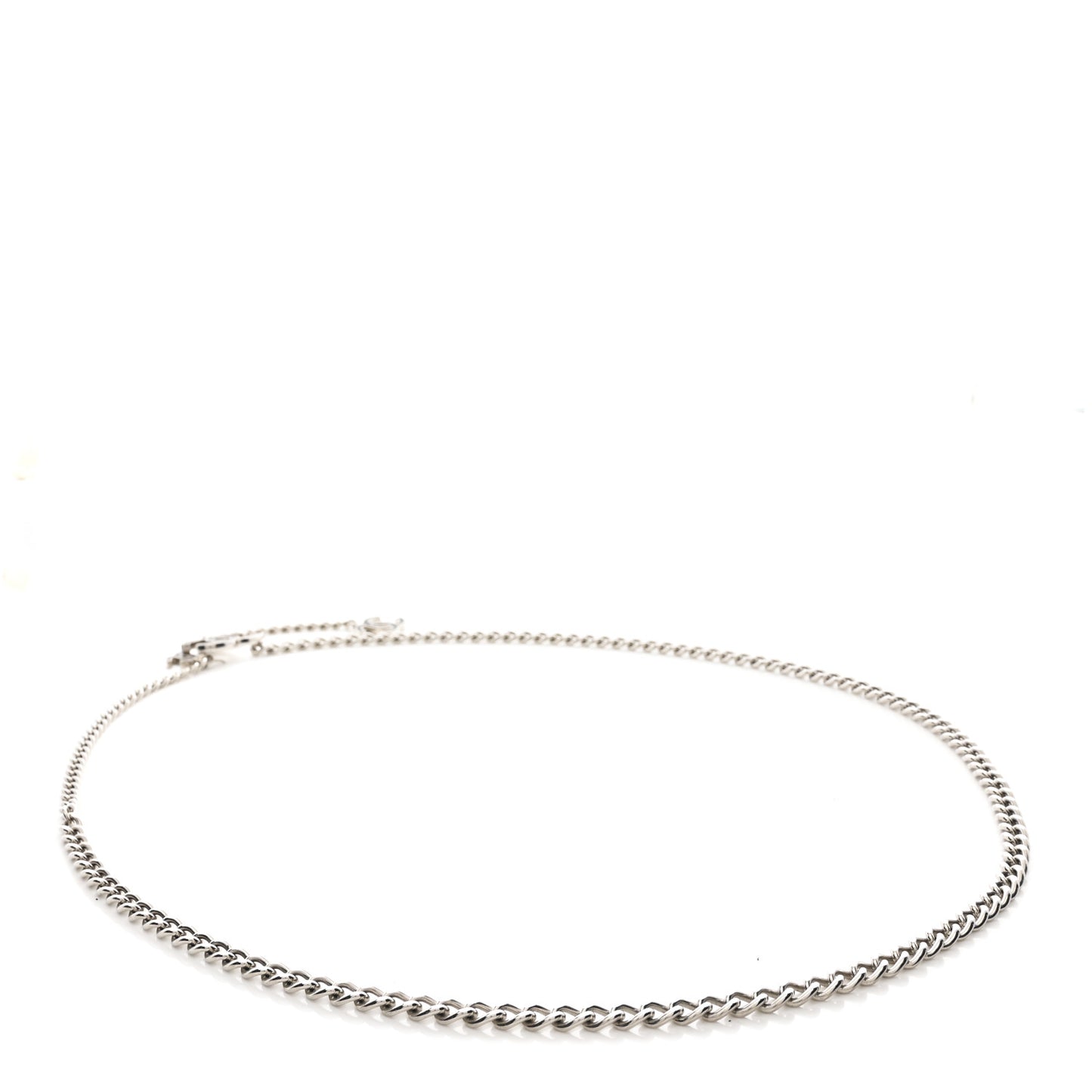 Enamel CC Chain Logo Belt Silver Black
