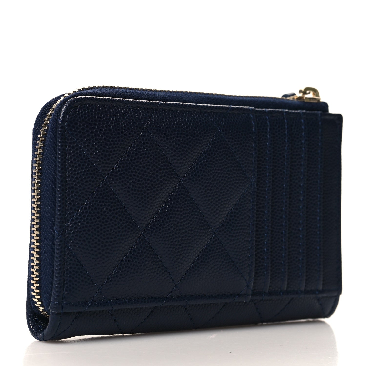 Chanel Caviar Quilted CC Zip Around Card Holder Blue 3 of 7