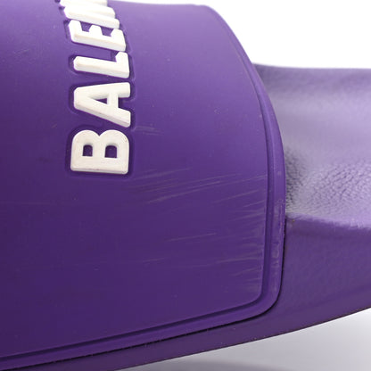 Balenciaga Rubber Womens Logo Pool Slide Sandals 39 Purple White 11 of 12