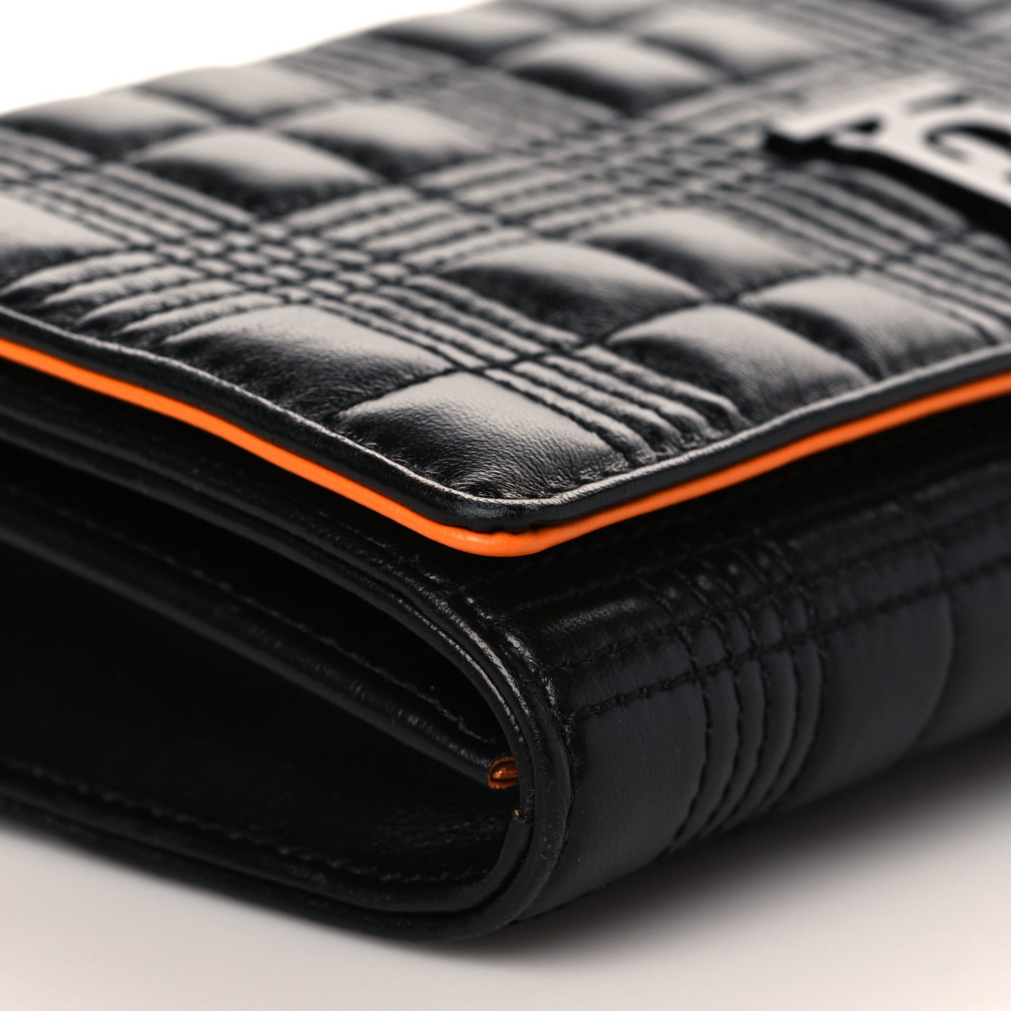 Lambskin Micro Quilted Hannah Wallet On Chain Black