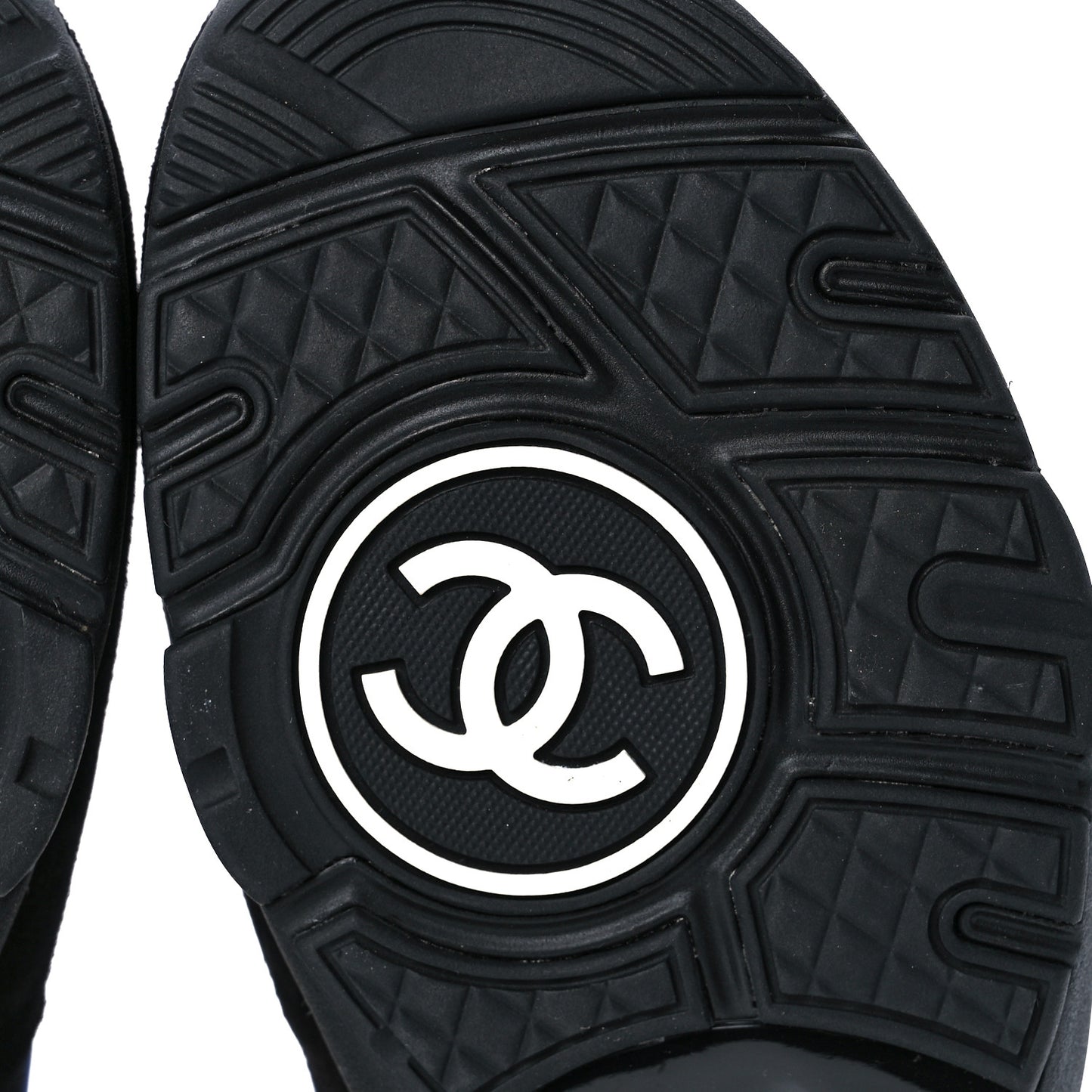 Suede Velvet Lambskin CC Sneakers 37.5 Black Blue Silver