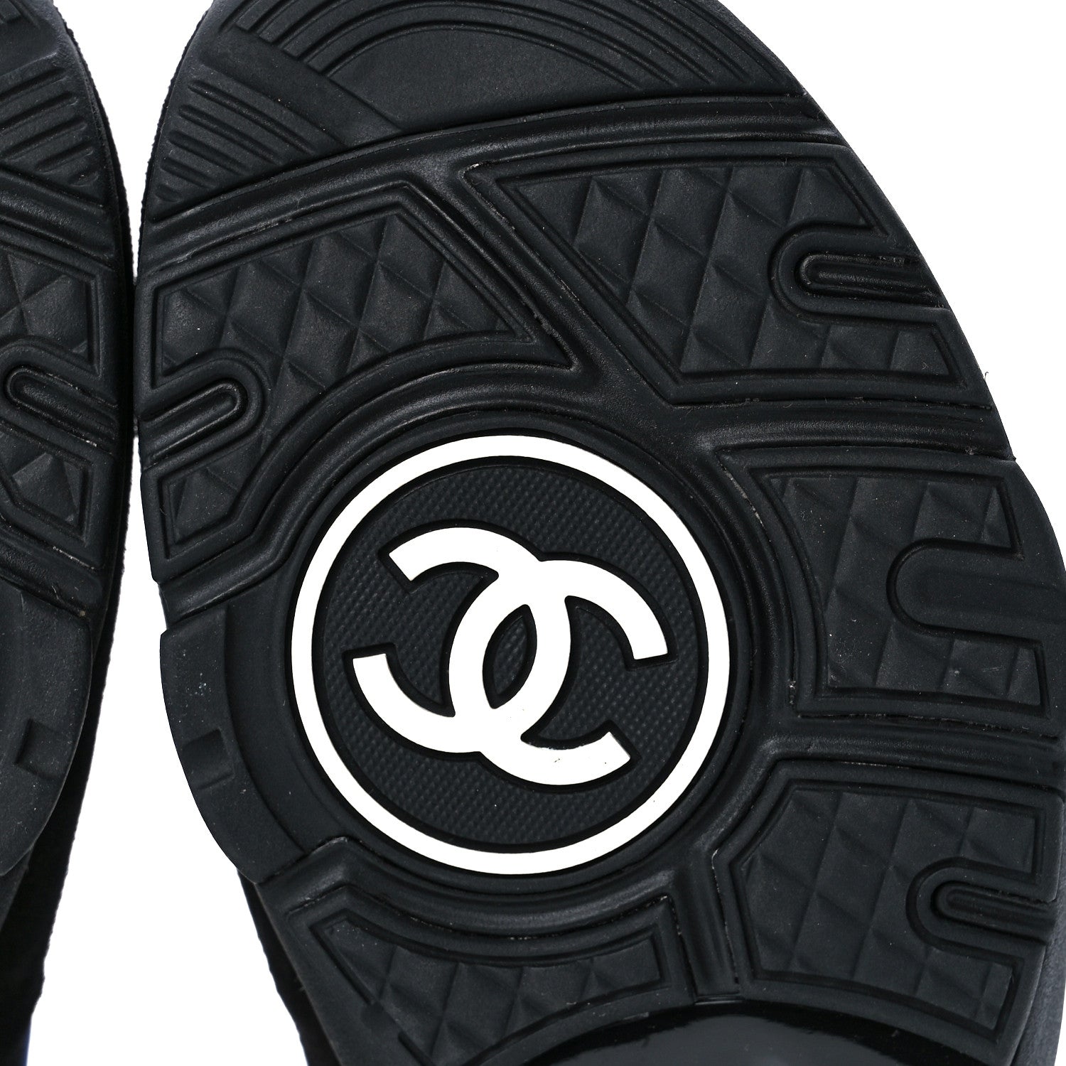 Chanel Suede Velvet Lambskin CC Sneakers 37.5 Black Blue Silver 6 of 9