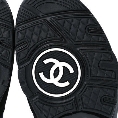 Chanel Suede Velvet Lambskin CC Sneakers 37.5 Black Blue Silver 6 of 9