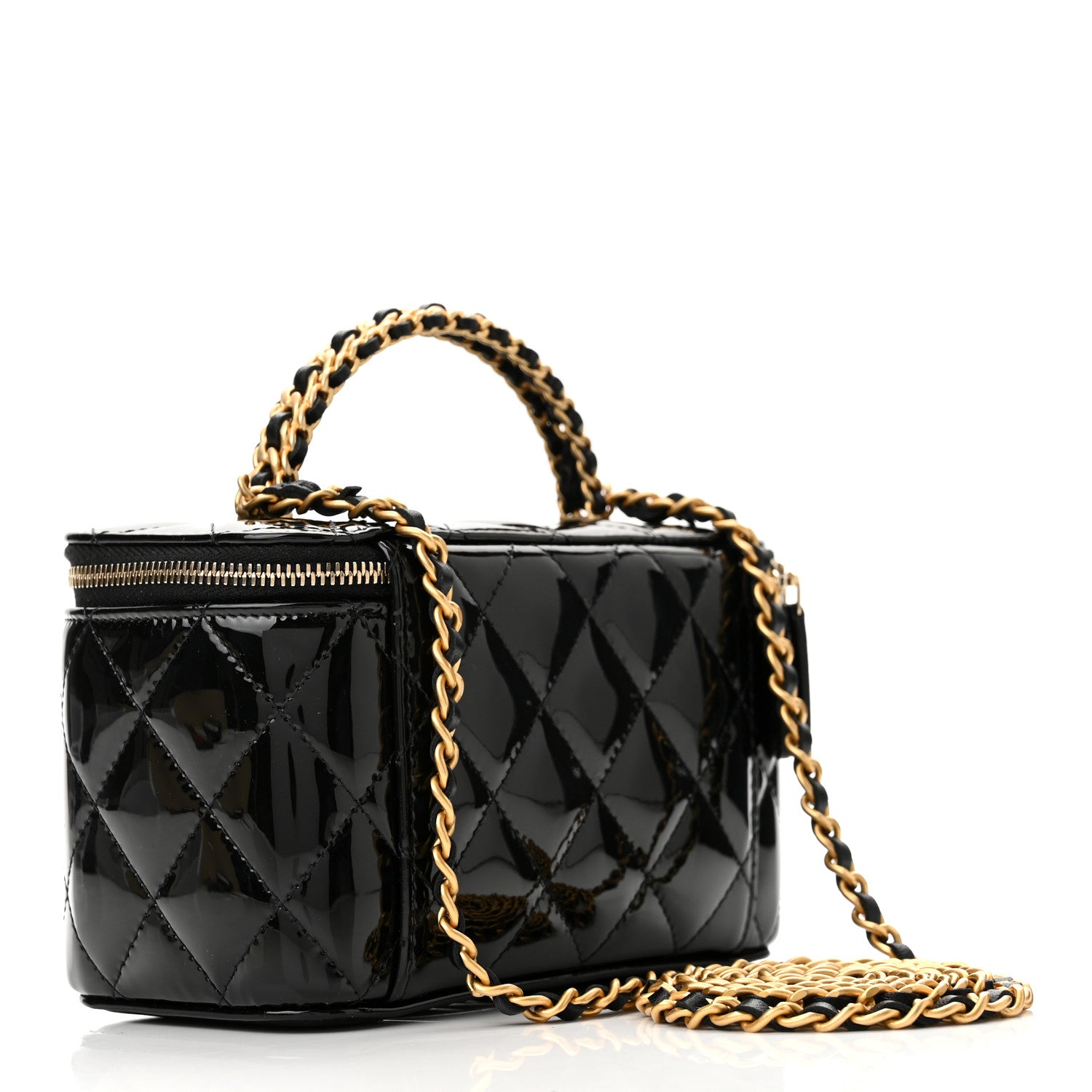 Chanel Patent Quilted Pick Me Up Vanity Case Black 3 of 11