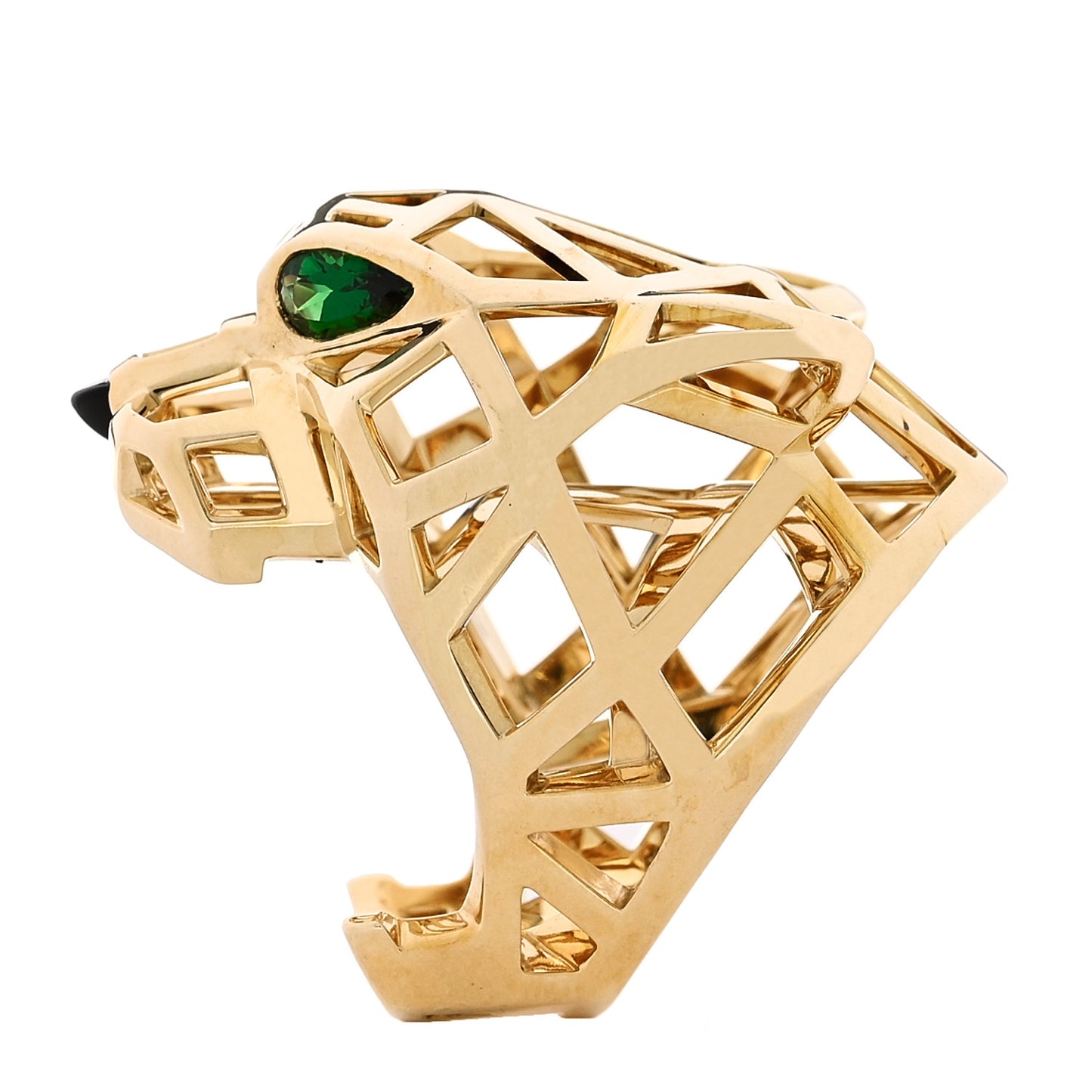 18K Yellow Gold Tsavorite Onyx Panthère De Cartier Ring 53 6.5