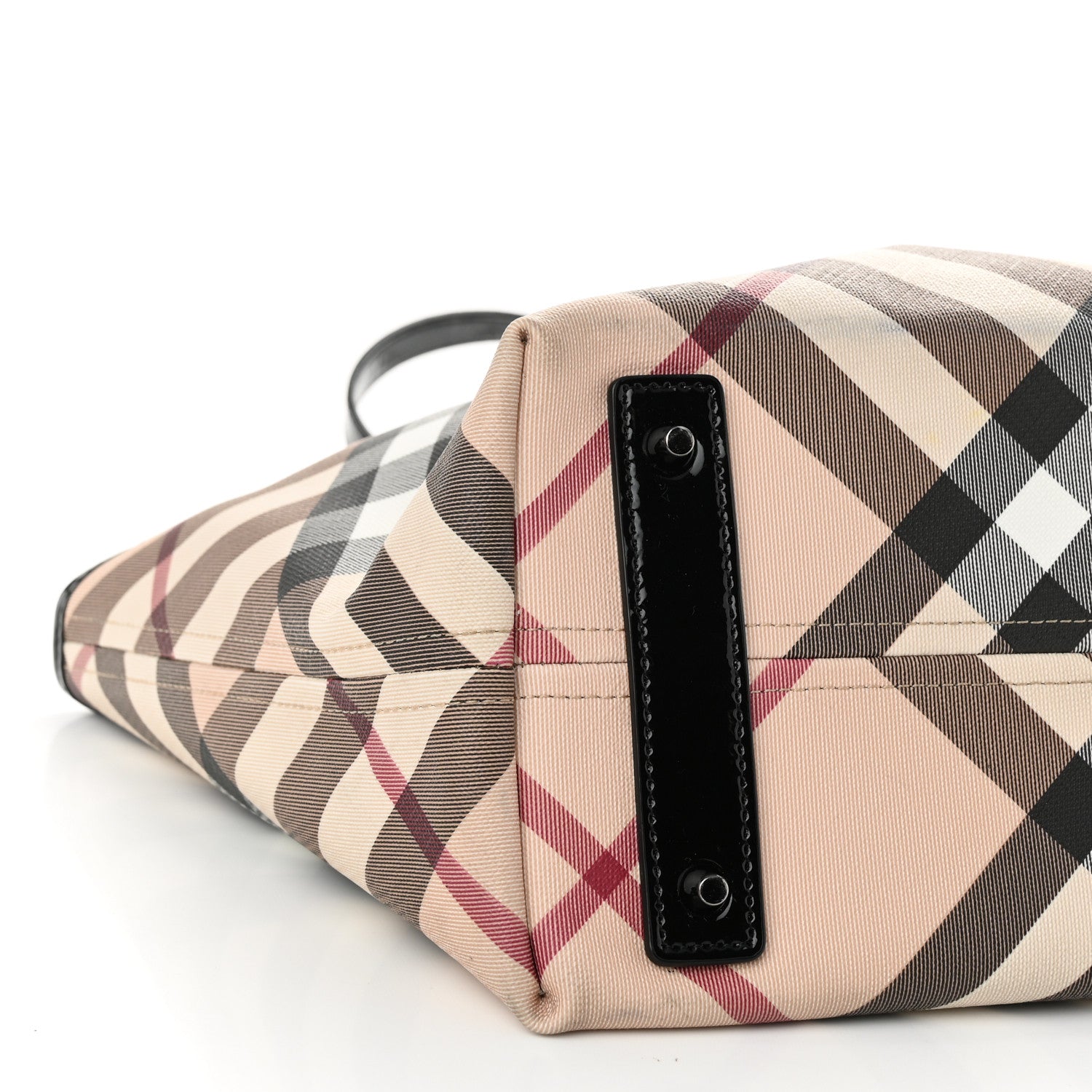 Burberry Patent Supernova Check Small Stanton Tote Black 8 of 9