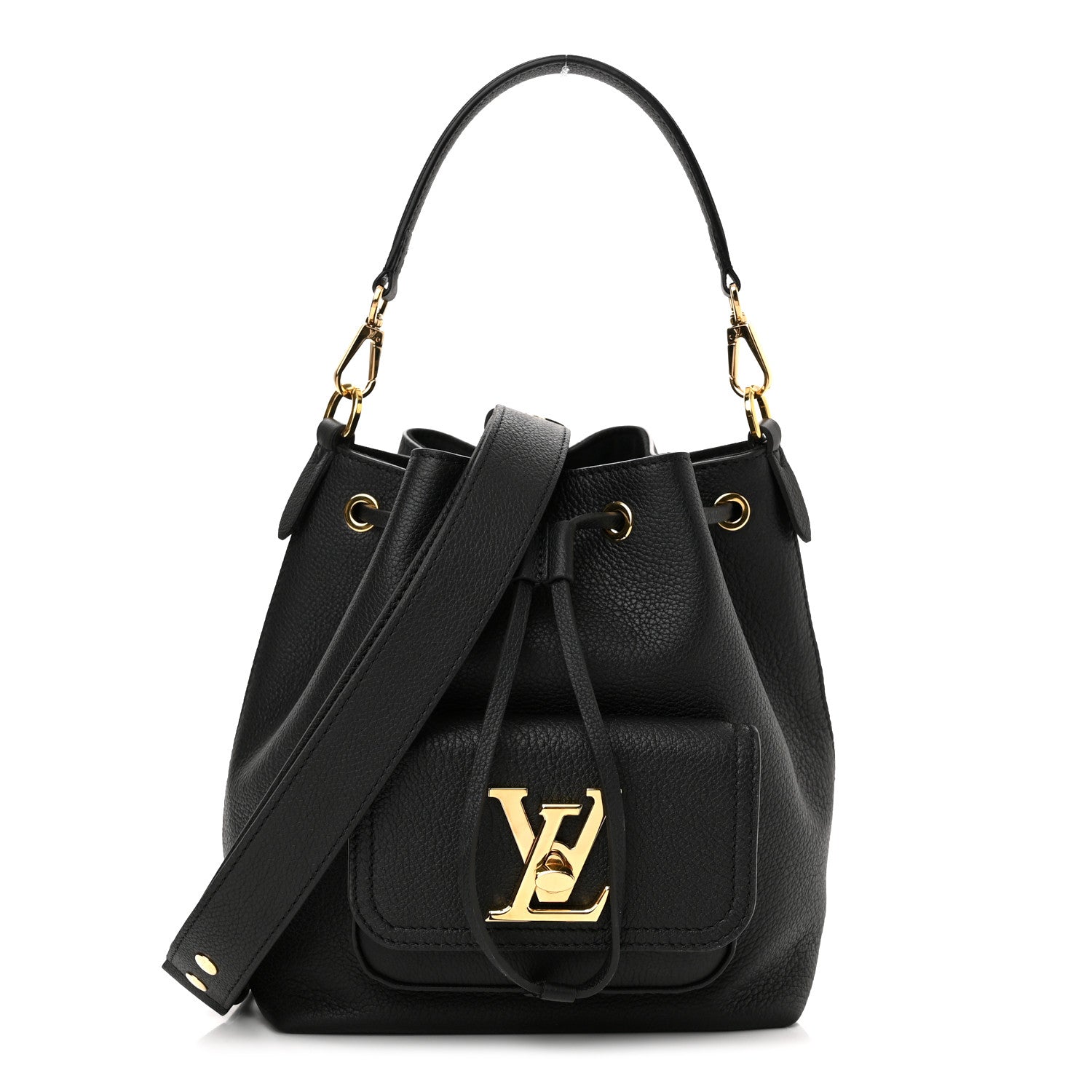 Louis Vuitton Calfskin Lockme Bucket MM Black 1 of 9
